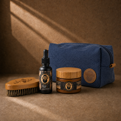 Diggn’It Giftable No-Brainer Kit with Espresso Timber scent and Denim travel bag